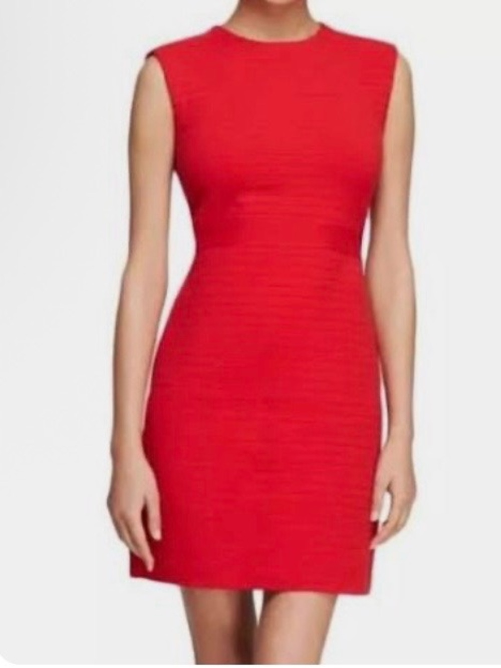 Tory Burch Red Ribbed Knit Sleeveless Dress Sm